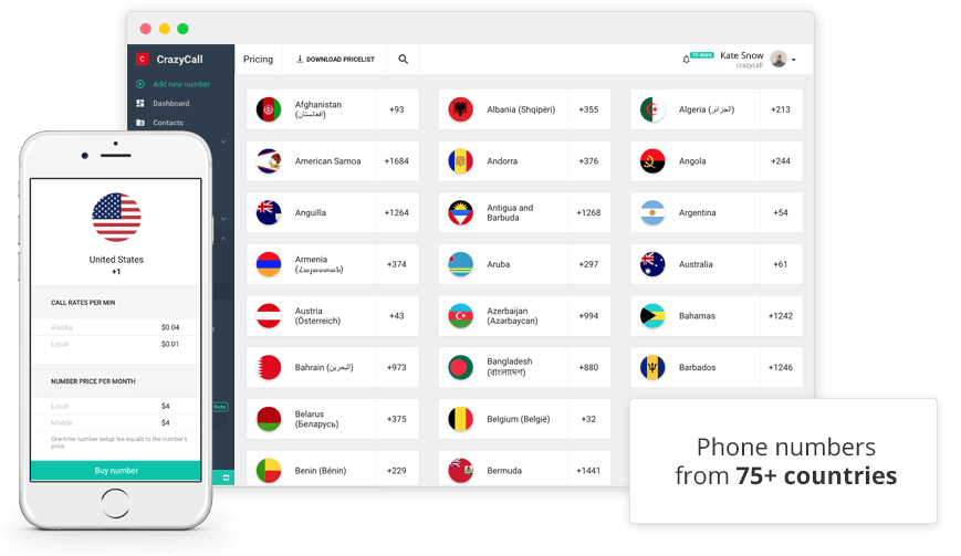 International Phone Numbers Crazycall